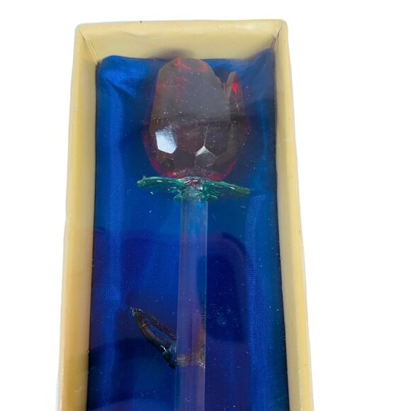 Elegant Glass Red Rose Decoration With Box Crystal Art Flower Gift Home Decor - Picture 4 of 6